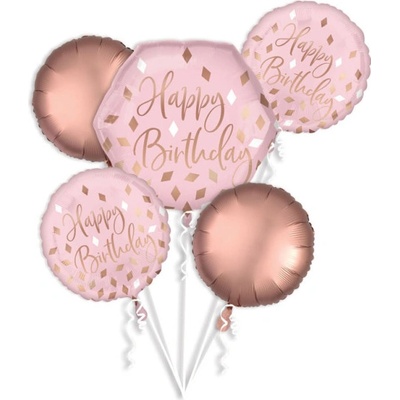 Balónkový set Happy Birthday rose gold