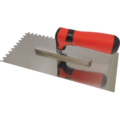 Toptrade Hladítko nerezové, s pogumovanou rukojetí, zub 10 mm, 270×130 mm, profi