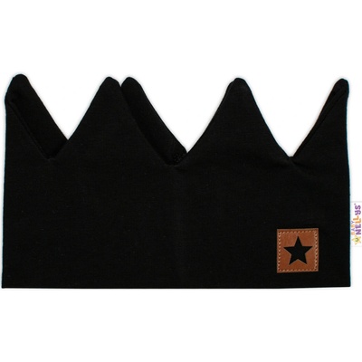 Dvojvrstvová čelenka Baby Nellys Hand Made Korunka STAR čierna