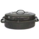 Румънски емайл РЯ-Тава овал с дръжки и капак 38xh8cm (0241+0241C/38) (0160112)