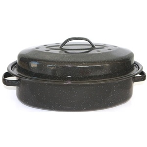 Румънски емайл РЯ-Тава овал с дръжки и капак 38xh8cm (0241+0241C/38) (0160112)