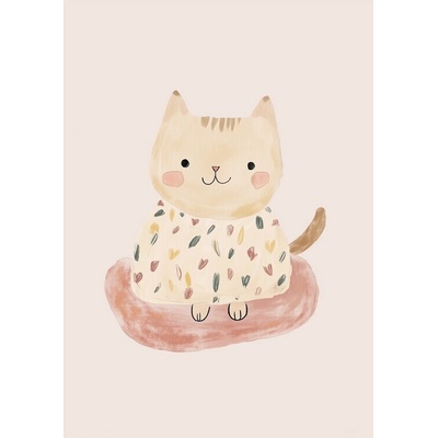 Plagát, Obraz - Whimsical Heart Cat, Mathieu, 30 × 40 cm