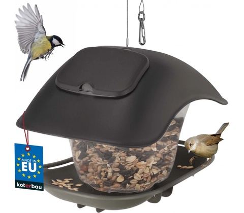 Prosperplast krmítko pro ptáky BIRDYFEED SQUARE šedý kámen 24,8 cm