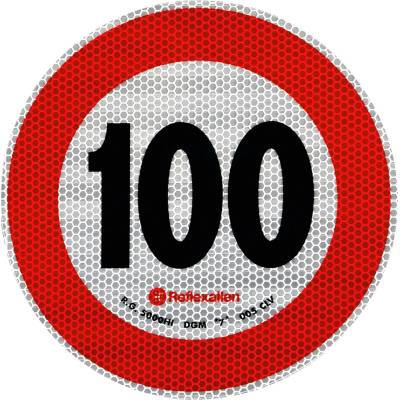 Reflexní nálepka LAMP s omezením rychlosti 100 km/h, značka B-33