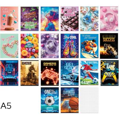 LASTVA Sešit A5 čtvereček 52l Basic mix