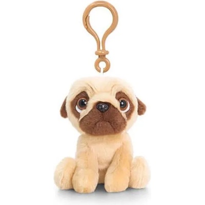 Keel Toys - Плюшен мини Мопс с клипс за раничка