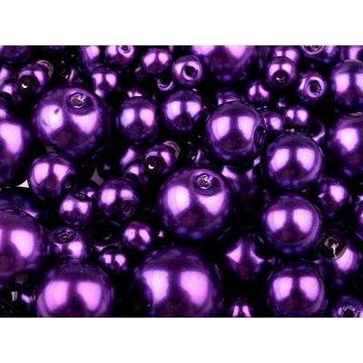 Skleněné voskové perly mix velikostí Ø4-12 mm Balení: 50 g, Varianta: 36A fialová purpura