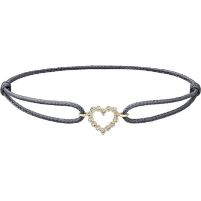 Tiami provázkový náramek Little Heart ze žlutého zlata s diamanty tmavě šedý BLHY20006