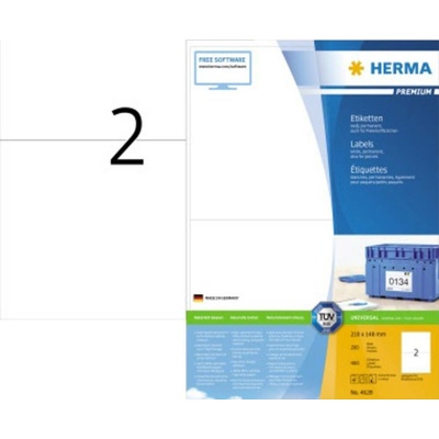 Herma 4628 210 x 148 mm papier biela 400 ks trvalé univerzálne etikety atrament, laser, kópie