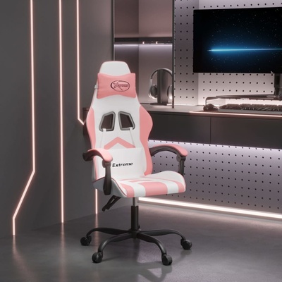 VidaXL Herní židle bílá a růžová umělá kůže