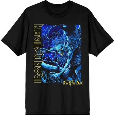 Iron Maiden tričko Fear of the Dark blue Tone Eddie Vertical Logo čierne