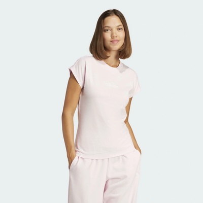 adidas Bavlnené tričko Essentials Linear dámske JG8659 ružová