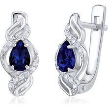 SILVEGO strieborné náušnice HARPER so syntetickým zafírom QR05SA