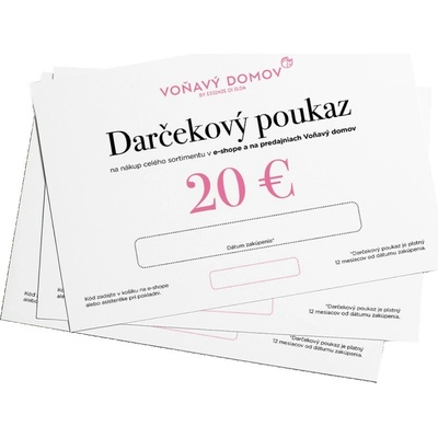 Voňavý domov Darčekový poukaz 20€