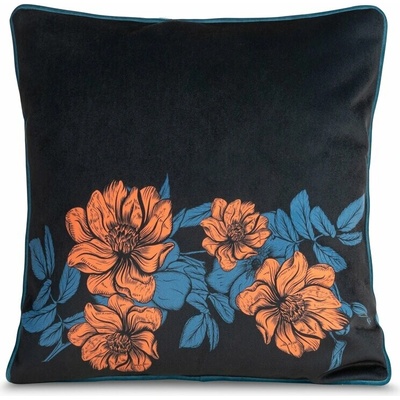 Takoy PREMIUM Obojstranná EMMA z luxusného zamatu s kvetinovou potlačou a lemovkou na okrajoch-HF-425343 45 x 45 cm