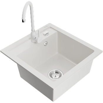Mexen Vito гранитна мивка с 1 отделение с кухненски смесител Telma, бял - 6503-20-670200-20 (6503-20-670200-20)