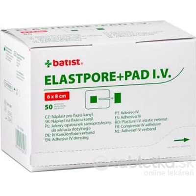 ELASTPORE+PAD I.V. náplasť s výrezom 6x 8 cm 50 ks