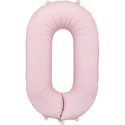 PartyDeco Balónek fóliový číslo 0 světle růžová 86 cm