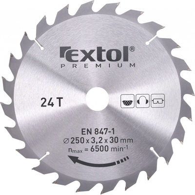 EXTOL PREMIUM Kotouč pilový s SK plátky, O 250x3,0x30mm, 24T (8803240)