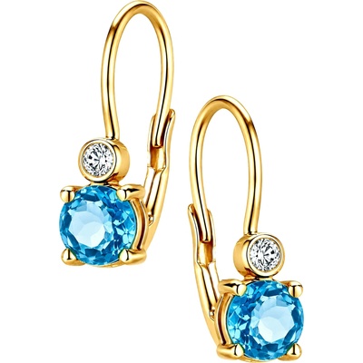 Zlaton Náušnice žluté zlato visací 1.7cm 2.2g s topazem a diamantem 0.060ct N15012602103