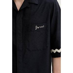 Fiorucci Памучна риза Wave Trim Logo Embroidered Bowling Shirt (M02SMTSS295CO01BL05)