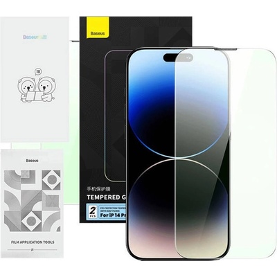 Baseus Crystal Eye Protection Tempered Glass Set (P60012056201-00) - калено стъклено защитно покритие със защитен филтър за дисплея за iPhone 14 Pro Max (2 броя)