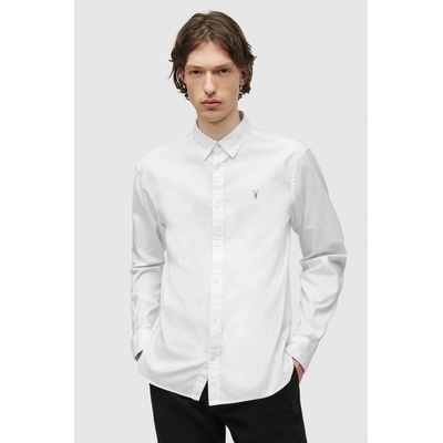 AllSaints pánska košeľa regular s klasickým golierom biela