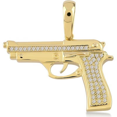 Lillian Vassago Zlatý přívěsek se zirkony pistol LLV01-GP014Y