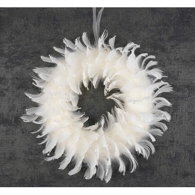 MagicHome Veniec na dvere páperový biely, 35 cm