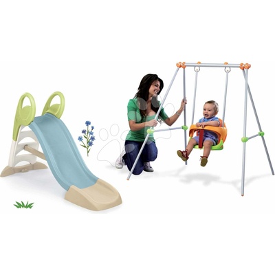 Smoby Set šmykľavka a hojdačka s kovovou konštrukciou Toboggan GM Slide Life dĺžka šmyku 150 cm s vodnou hrou