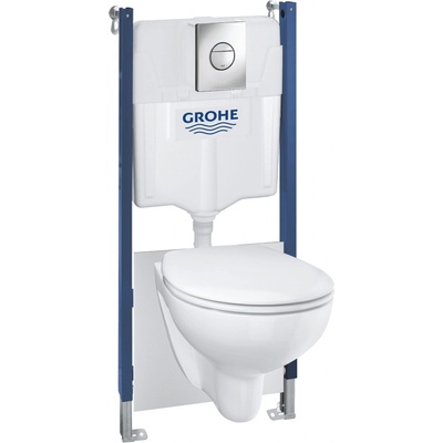 GROHE Solido tlačidlo Nova Cosmo Chróm WC Bau Ceramic Rimless + sedadlo 39415000