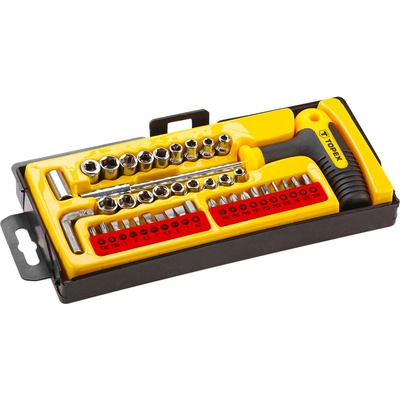 Topex Koncovky skrutkovača a nástavce s držiakom sada, 41 ks 39D369