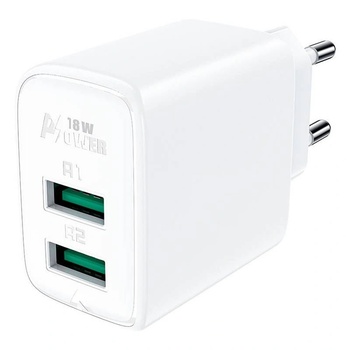ACEFAST Зарядно устройство Acefast A33, 2x USB, 18W, QC 3.0, AFC, FCP, бяло (A33 white)