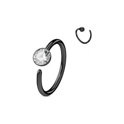 Šperky4U Černý piercing do nosu/ucha kruh N0158
