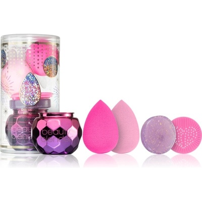 beautyblender Discglow Inferno Pink houbička na make-up 1 ks + Beautyblender houbička na makeup s podstavcem 1 ks + Beautyclenser Solid tuhý čistič na make-up houbičky a štětce 1 ks