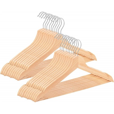 SPRINGOS HG0057 Drevené ramienka na šaty 42,5 cm, prírodná, sada 20 ks