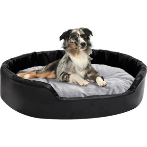 vidaXL 90x79x20 cm black/grey plush/pleather 171255