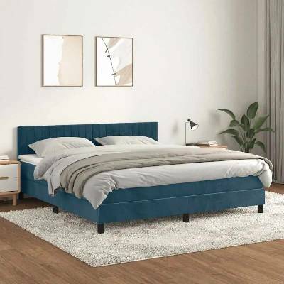 vidaXL 11461.3141435 Boxspring postel s matrací tmavě modrá samet