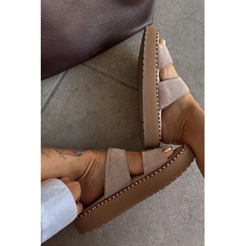 Emu Australia дамски велурени чехли с равна подметка Scarlet (W13267.BEIG)