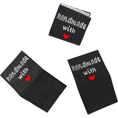 Pro Háčkování Látková cedulka Handmade černá se srdcem – Zboží Dáma