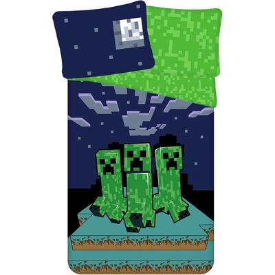 Jerry Fabrics Зелено-синьо единично памучно детско спално бельо 140x200 cm Minecraft "Sssleep Tight" - Jerry Fabrics (JE10330JF)