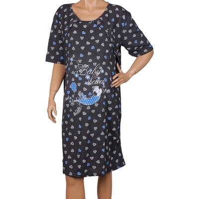 Графитена нощница за кърмачки със сини и сиви сърчица