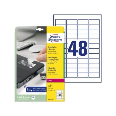 Etikety odolné na špeciálne použitie Avery `šachovnicový vzor` 45,7x21,2mm A4 biele 20 hárkov