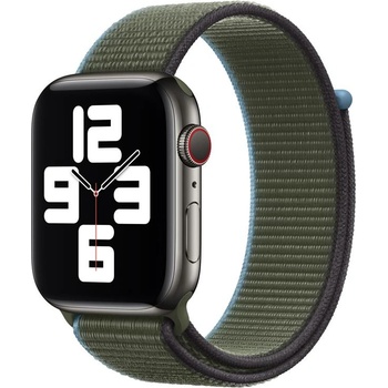 Apple Оригинална текстилна каишка за Apple Watch 38мм, 40мм, 41мм, 42мм (2024) - Apple Seasonal Fall Sport Loop (тъмнозелен) (mya123zm/a)