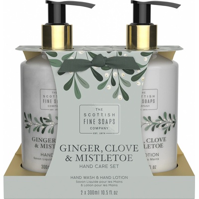 Scottish Fine Soaps Ginger, Clove & Mistletoe tekuté mydlo na ruky 300 ml + mlieko na ruky 300 ml