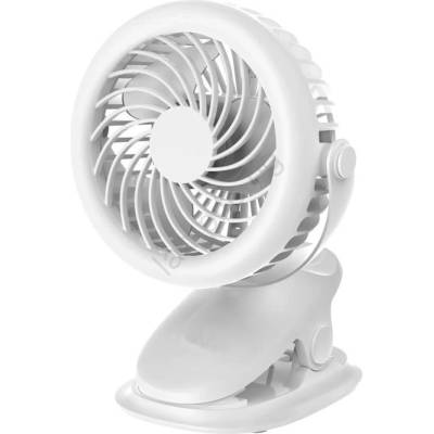 EUROLAMP Акумулаторен настолен вентилатор с щипка 6W/5V 1200 mAh бял (EU0700)
