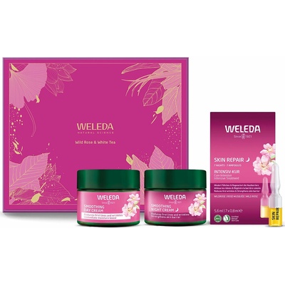 Weleda divoká růže a bílý čaj rozjasňující denní krém 40 ml + rozjasňující krém na noc 40 ml + intenzivní kúra 7 x 0,8 ml