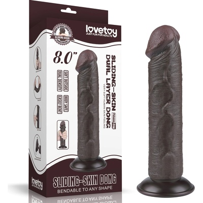 LoveToy Sliding Skin Dual Layer Dong 8" Black