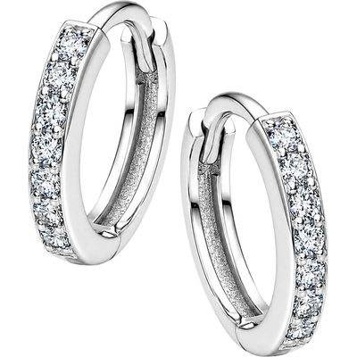 Zlaton Náušnice bílé zlato kruhy 1.3cm 2.10g s diamantem 0.200ct N07042602492