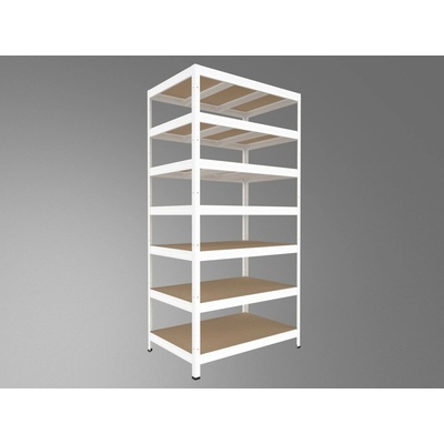 Biedrax Regál do domácnosti 35 x 90 x 240 cm, biely, 7 políc MDF, 300 kg na policu
